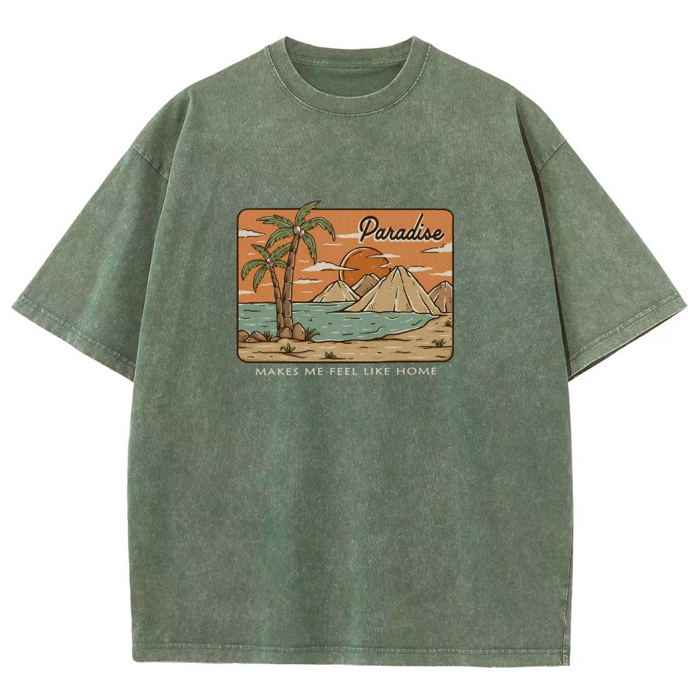 Washed T-Shirt | Unisex Fit Landscape Paradise TEE | TIDESENCE