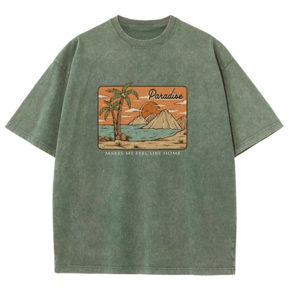 Washed T-Shirt | Unisex Fit Landscape Paradise TEE | TIDESENCE