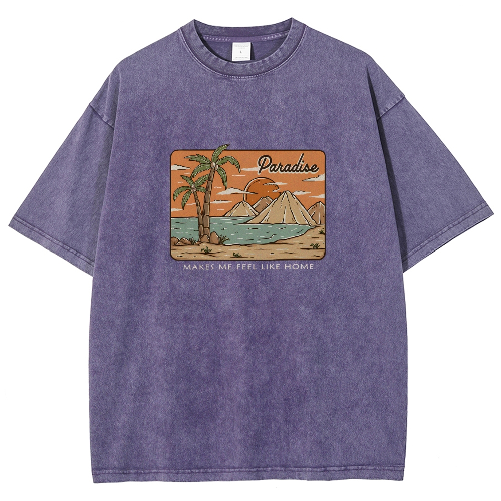 Washed T-Shirt | Unisex Fit Landscape Paradise TEE | TIDESENCE