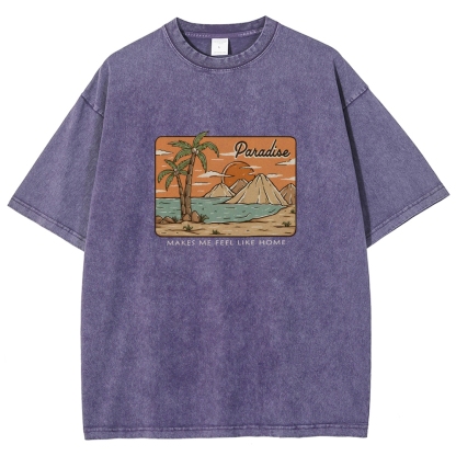 Washed T-Shirt | Unisex Fit Landscape Paradise TEE | TIDESENCE