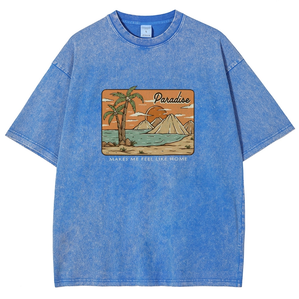 Washed T-Shirt | Unisex Fit Landscape Paradise TEE | TIDESENCE