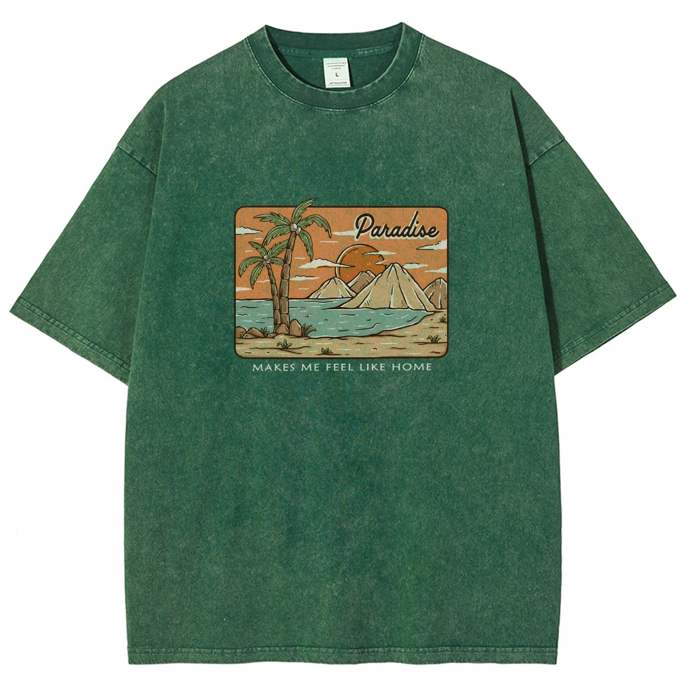 Washed T-Shirt | Unisex Fit Landscape Paradise TEE | TIDESENCE
