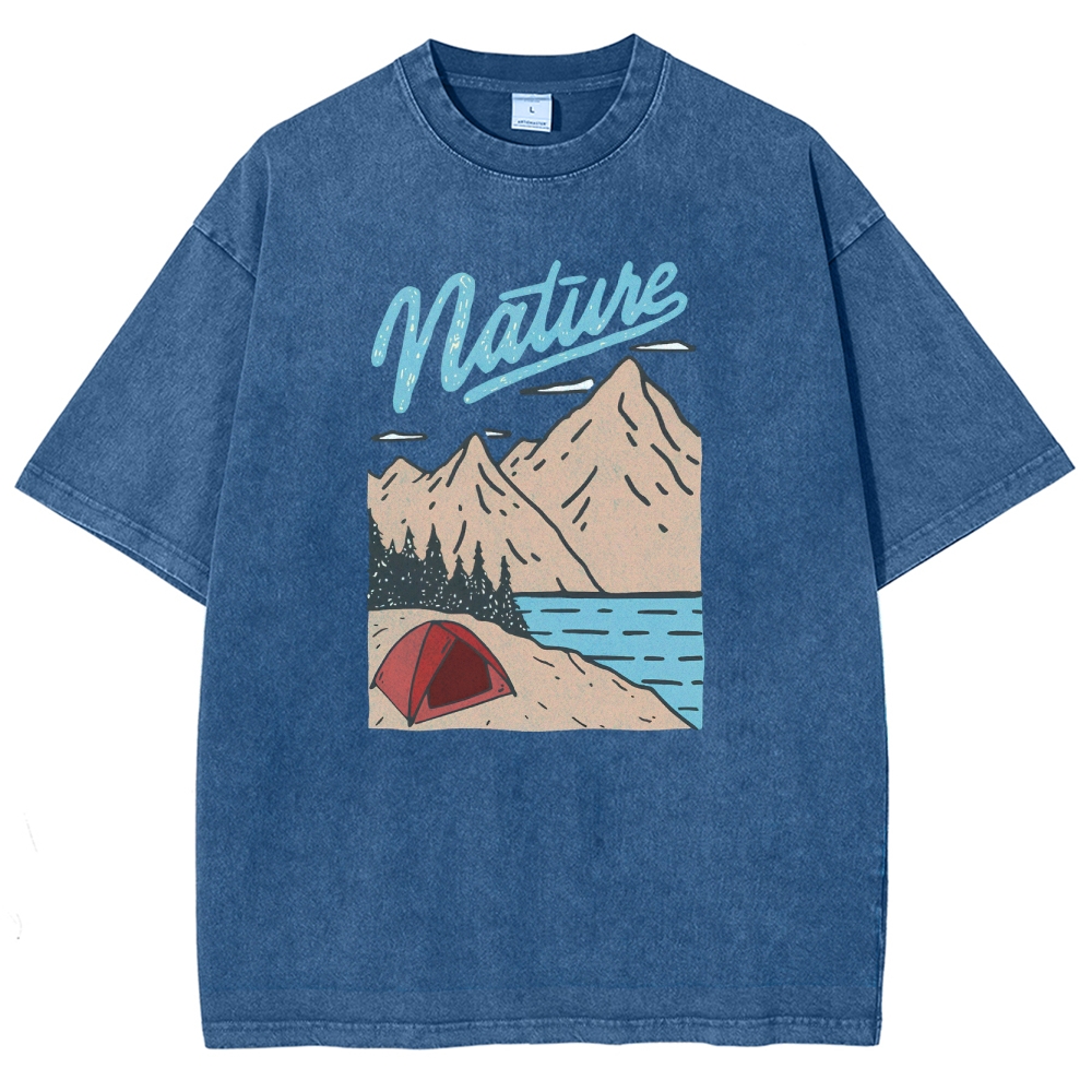 Washed T-Shirt | Unisex Landscape Adventure Outdoor Camping | TIDESENCE