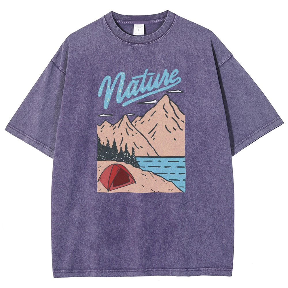 Washed T-Shirt | Unisex Landscape Adventure Outdoor Camping | TIDESENCE
