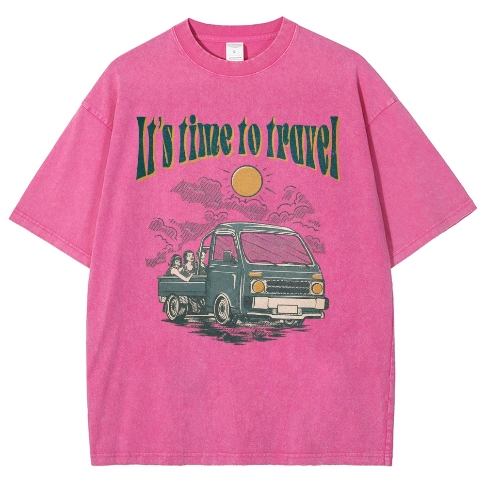 Washed T-Shirt | Unisex Fit Time To Travel TEE | TIDESENCE