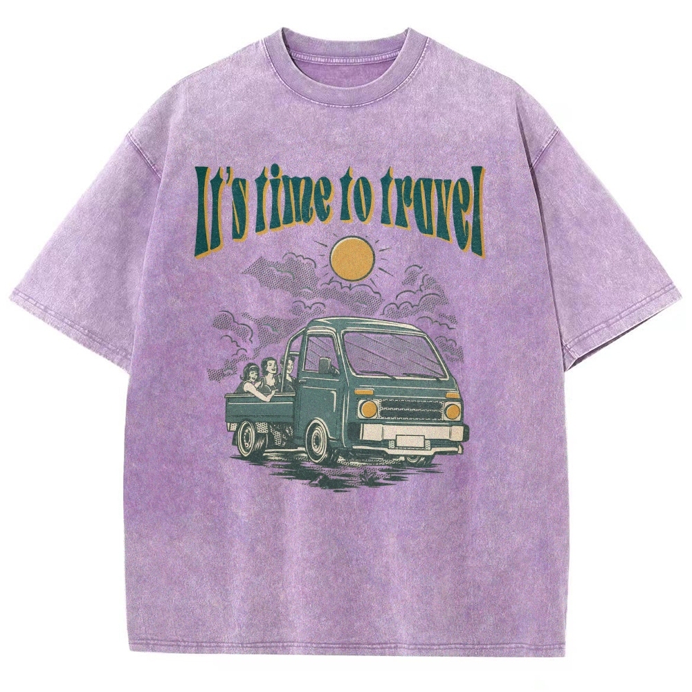 Washed T-Shirt | Unisex Fit Time To Travel TEE | TIDESENCE