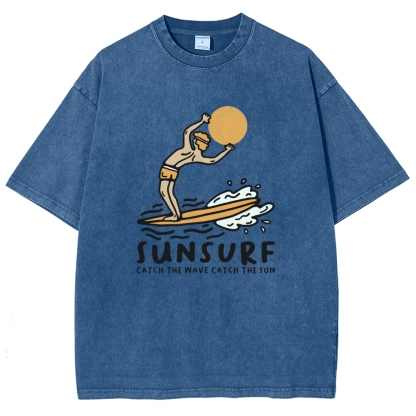 Washed T-Shirt | Unisex Fit Sunsurf TEE | TIDESENCE