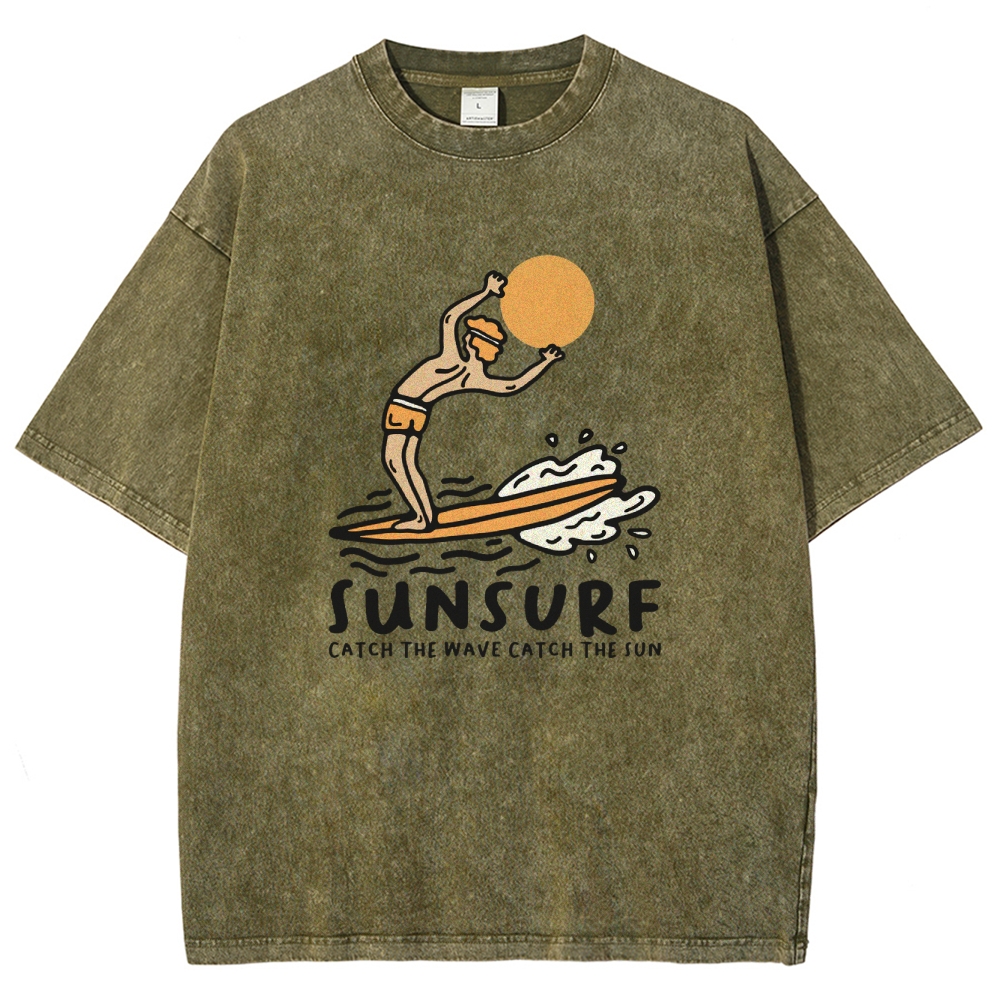 Washed T-Shirt | Unisex Fit Sunsurf TEE | TIDESENCE