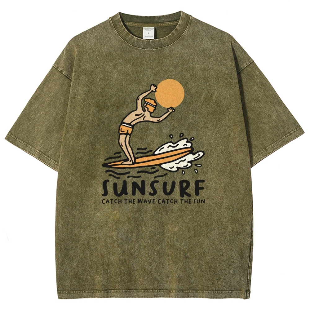 Washed T-Shirt | Unisex Fit Sunsurf TEE | TIDESENCE