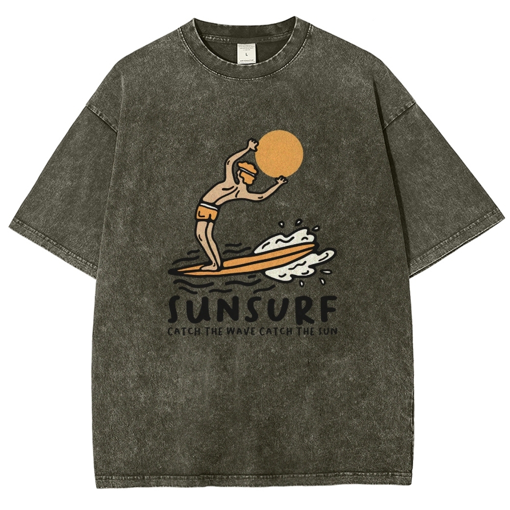 Washed T-Shirt | Unisex Fit Sunsurf TEE | TIDESENCE
