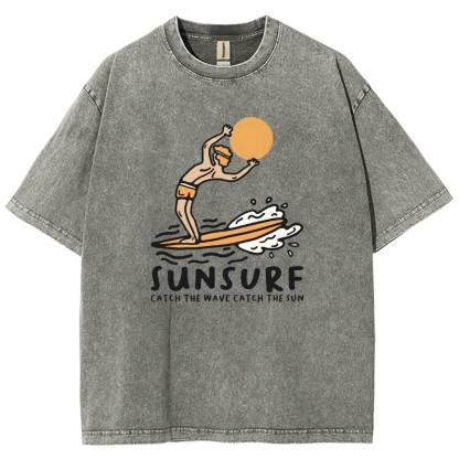 Washed T-Shirt | Unisex Fit Sunsurf TEE | TIDESENCE