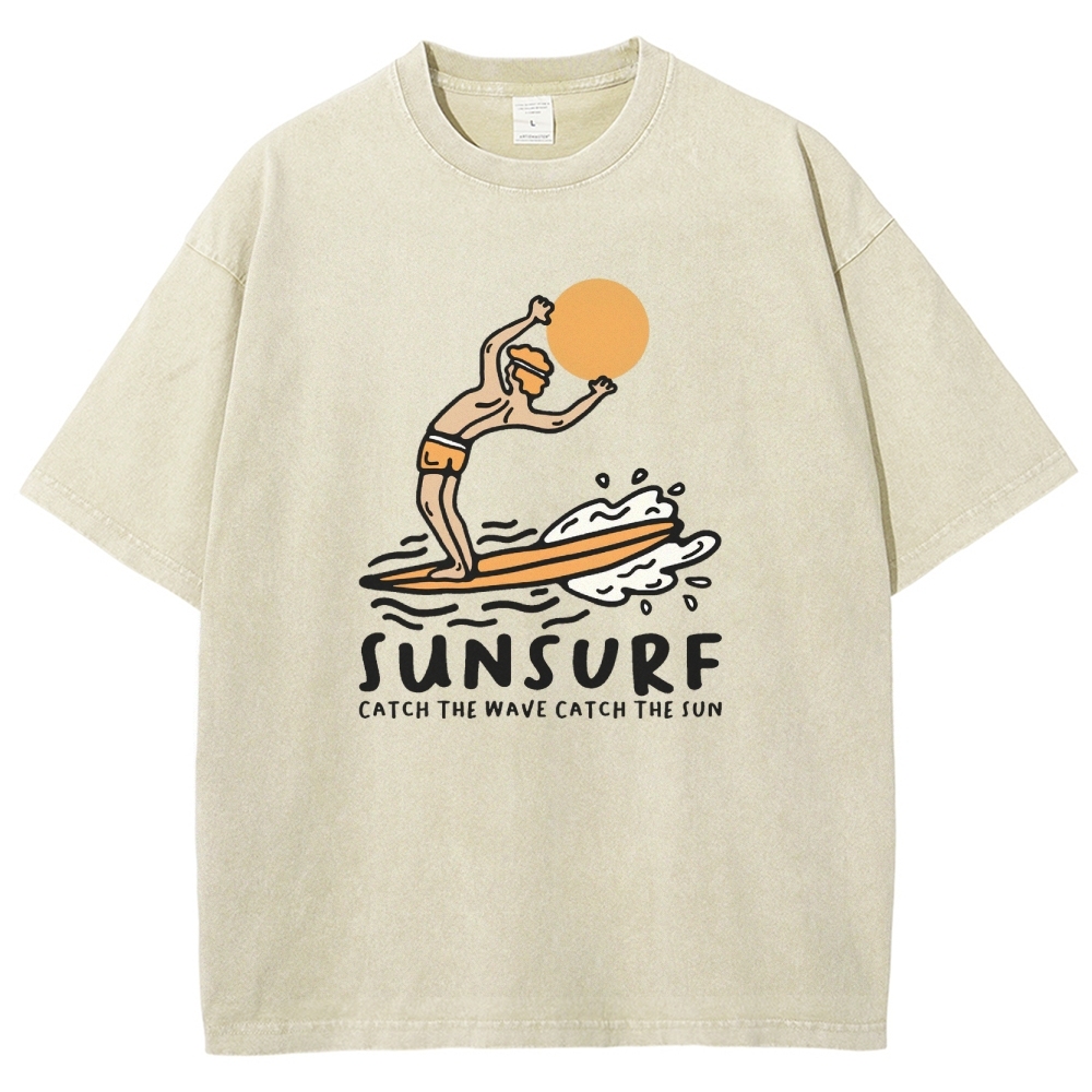Washed T-Shirt | Unisex Fit Sunsurf TEE | TIDESENCE