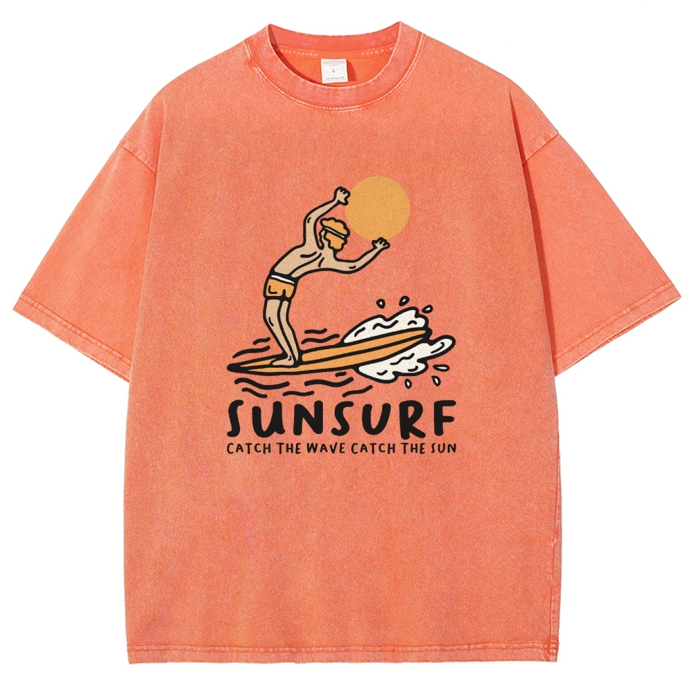 Washed T-Shirt | Unisex Fit Sunsurf TEE | TIDESENCE