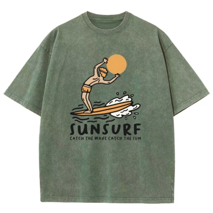 Washed T-Shirt | Unisex Fit Sunsurf TEE | TIDESENCE