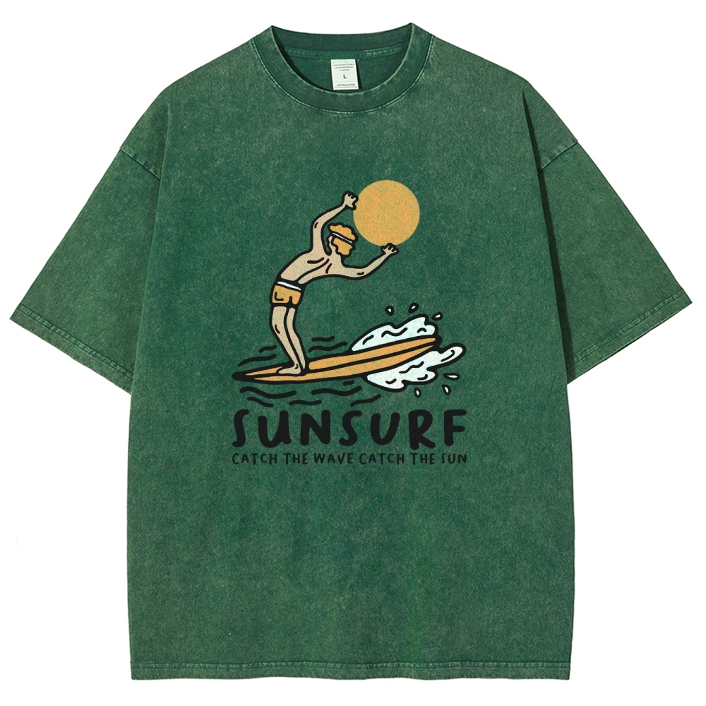 Washed T-Shirt | Unisex Fit Sunsurf TEE | TIDESENCE