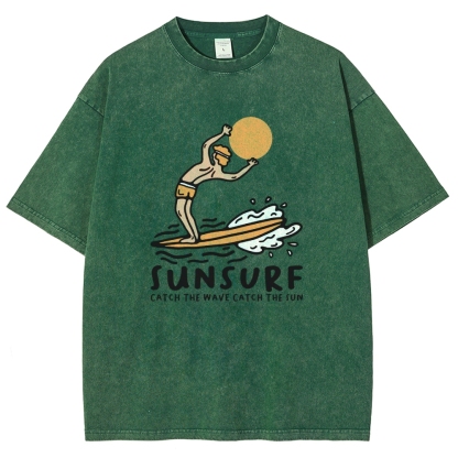 Washed T-Shirt | Unisex Fit Sunsurf TEE | TIDESENCE