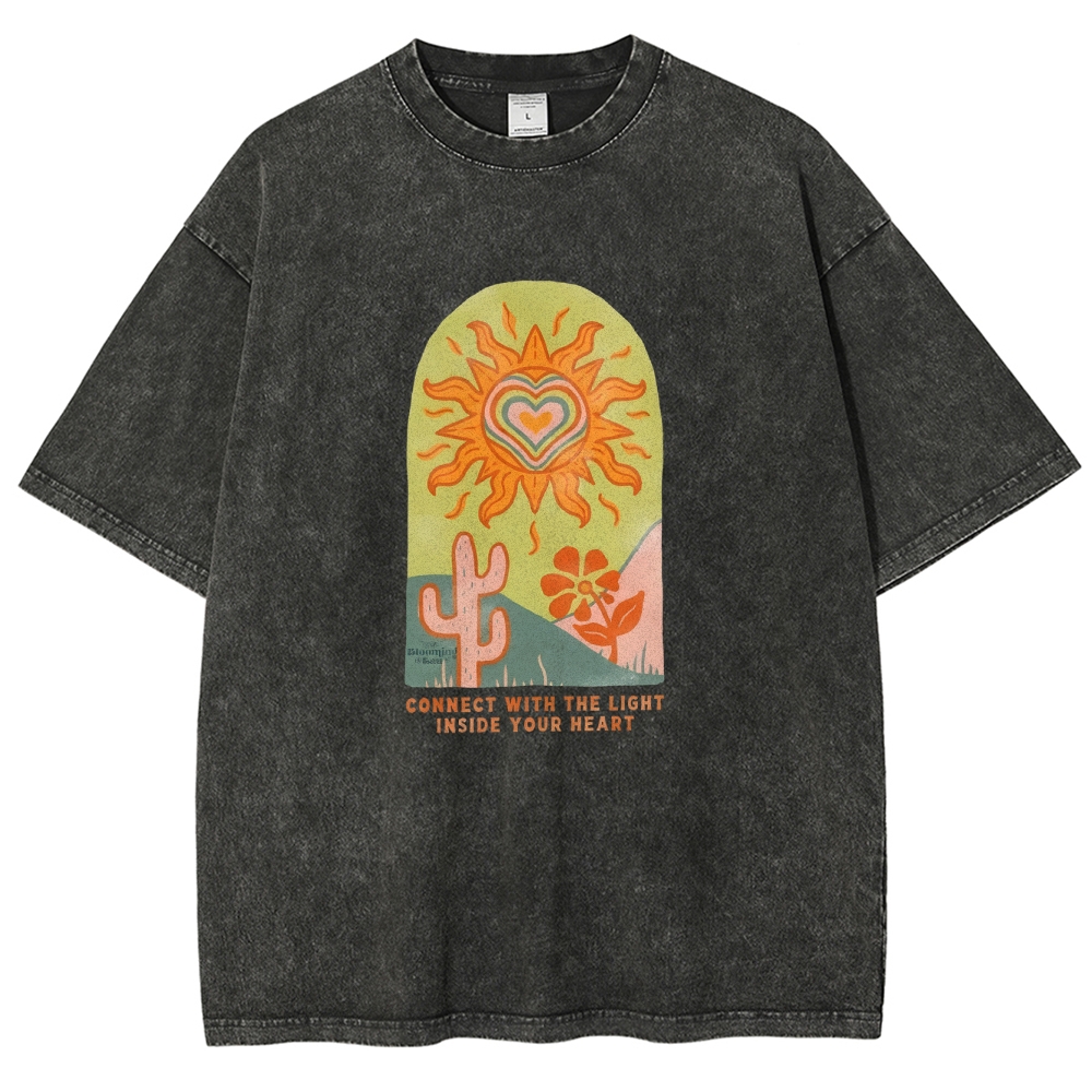 Washed T-Shirt | Unisex Fit Light Inside Your Heart Tee | TIDESENCE