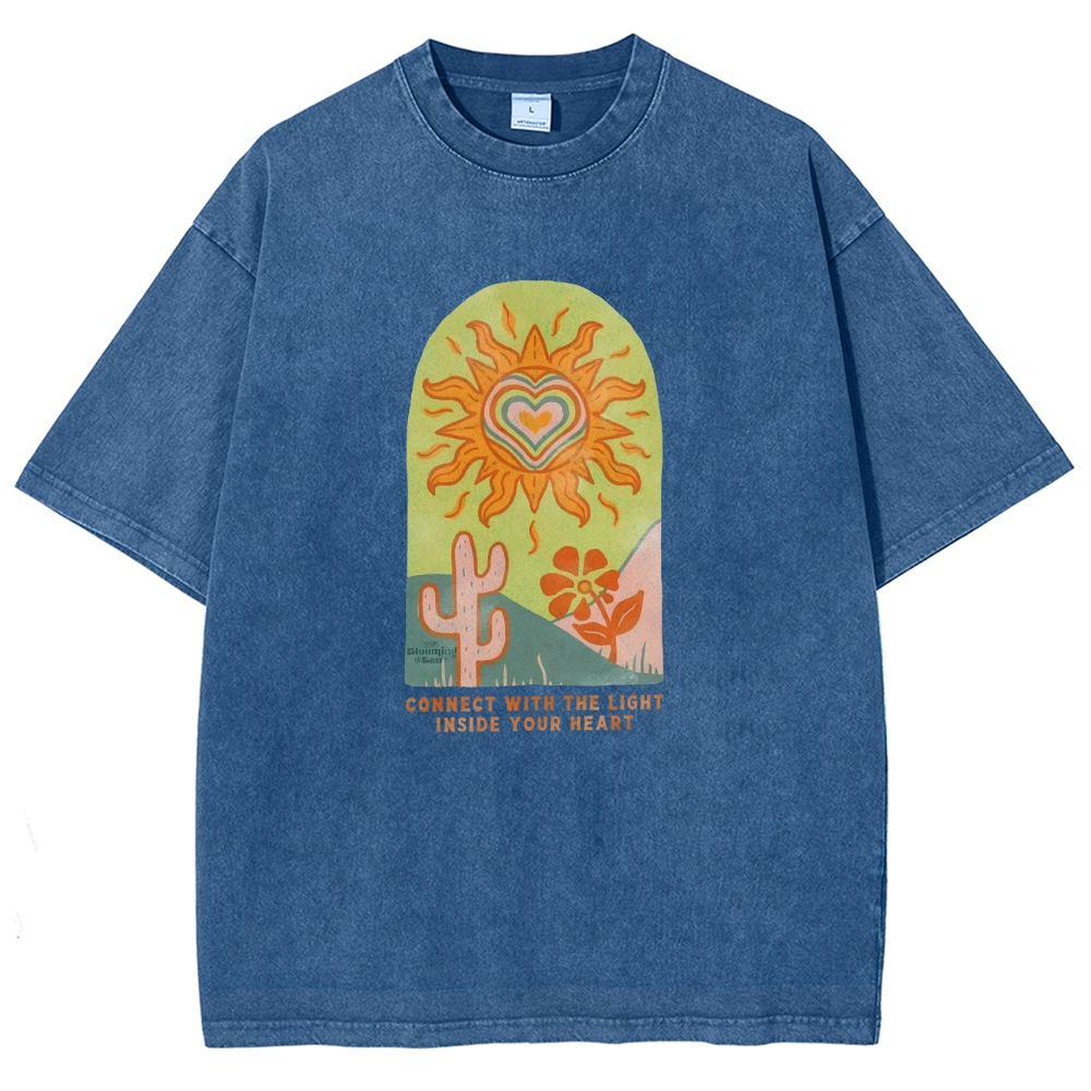 Washed T-Shirt | Unisex Fit Light Inside Your Heart Tee | TIDESENCE