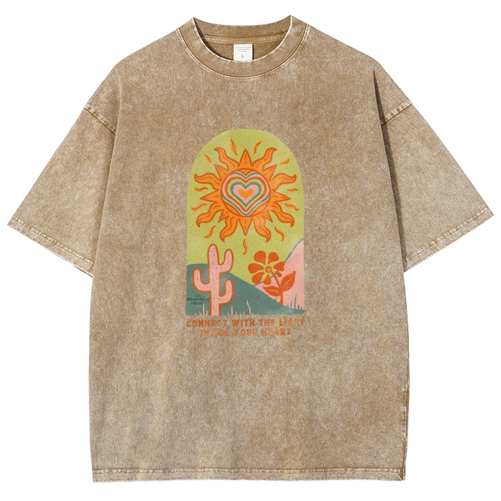 Washed T-Shirt | Unisex Fit Light Inside Your Heart Tee | TIDESENCE