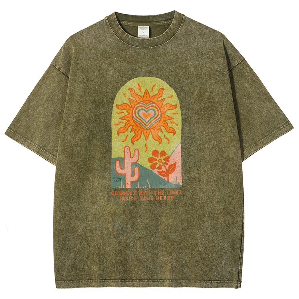 Washed T-Shirt | Unisex Fit Light Inside Your Heart Tee | TIDESENCE