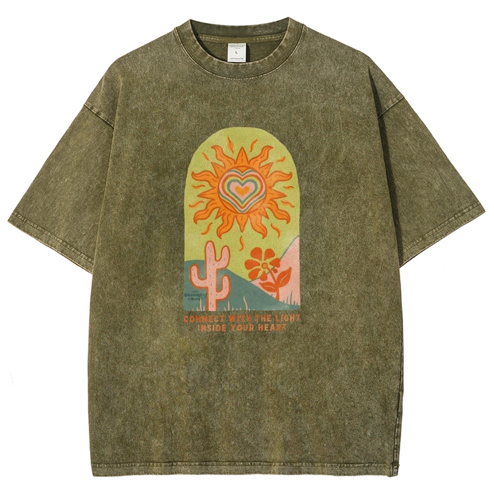 Washed T-Shirt | Unisex Fit Light Inside Your Heart Tee | TIDESENCE