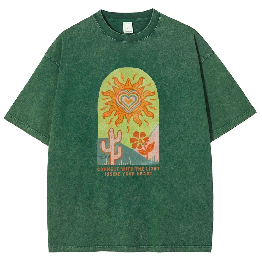 Washed T-Shirt | Unisex Fit Light Inside Your Heart Tee | TIDESENCE