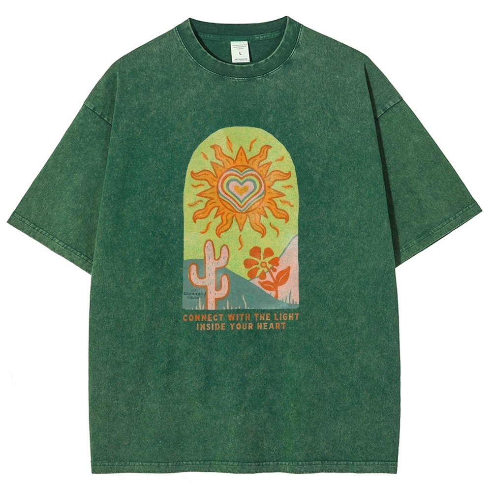 Washed T-Shirt | Unisex Fit Light Inside Your Heart Tee | TIDESENCE