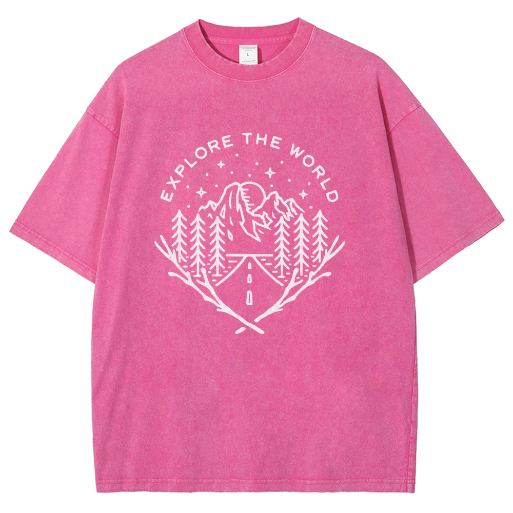 Washed T-Shirt | Unisex Fit Explore The Forest Tee | TIDESENCE
