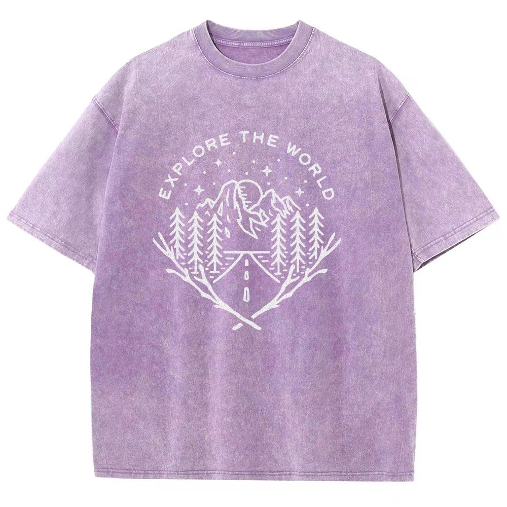 Washed T-Shirt | Unisex Fit Explore The Forest Tee | TIDESENCE