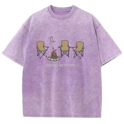 Washed T-Shirt | Unisex Campfire Social Network Graphic Tee | TIDESENCE