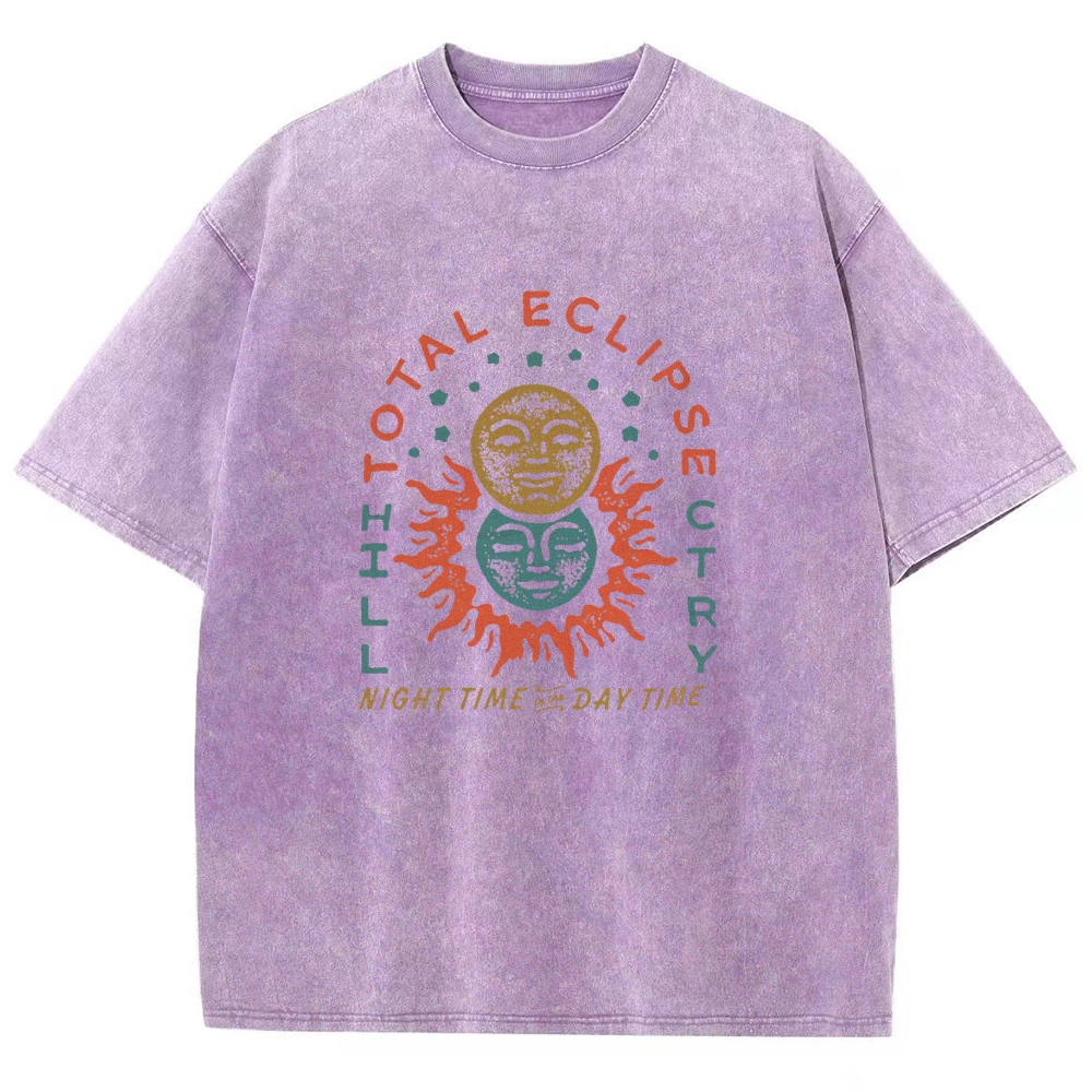 Washed T-Shirt | Unisex Fit Hippie Sun Graphic Tee | TIDESENCE