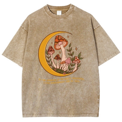 Washed T-Shirt | Unisex Fit Mushroom Forest Graphic Tee | TIDESENCE