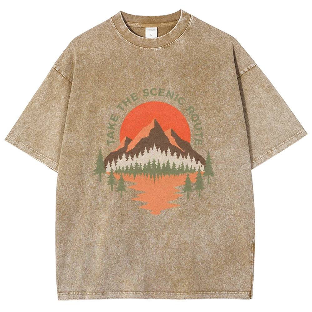 Washed T-Shirt | Unisex Fit Landscape Graphic Tee | TIDESENCE