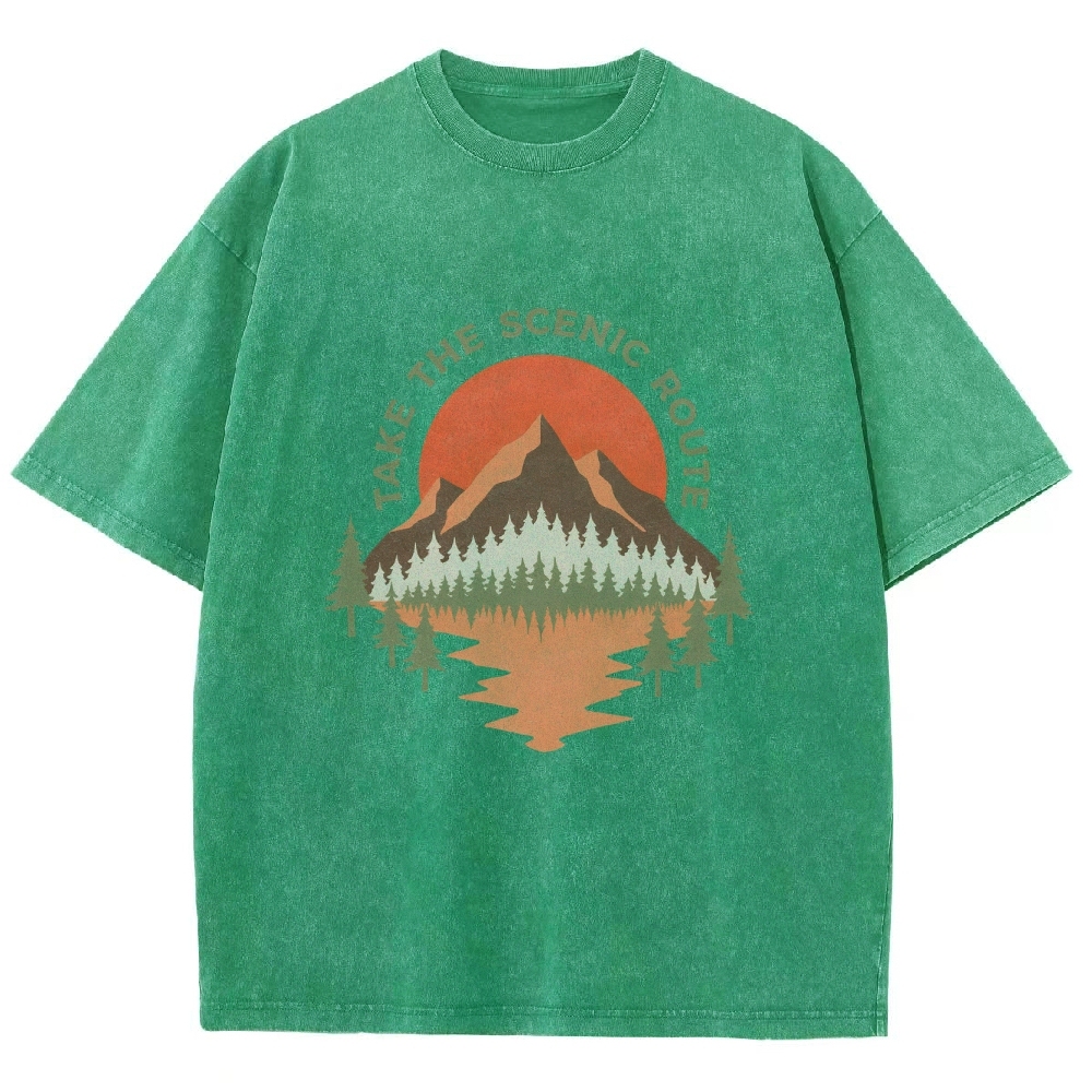 Washed T-Shirt | Unisex Fit Landscape Graphic Tee | TIDESENCE