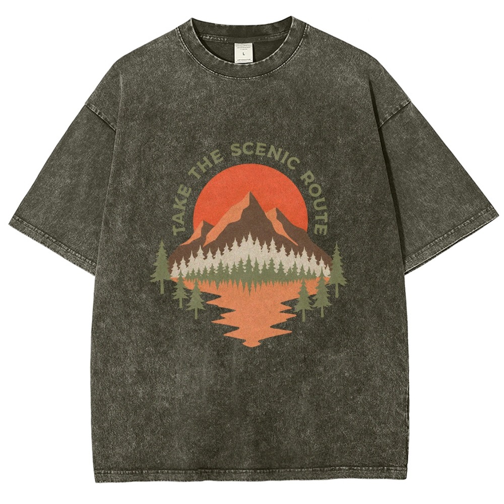 Washed T-Shirt | Unisex Fit Landscape Graphic Tee | TIDESENCE