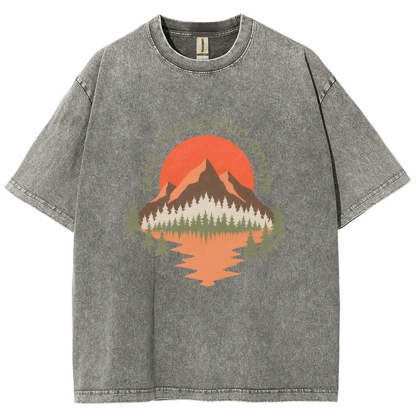 Washed T-Shirt | Unisex Fit Landscape Graphic Tee | TIDESENCE