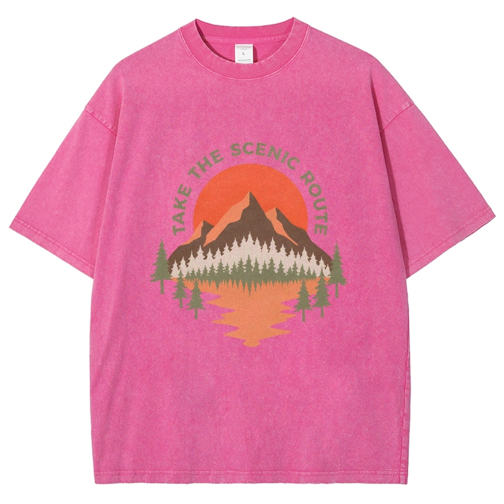 Washed T-Shirt | Unisex Fit Landscape Graphic Tee | TIDESENCE