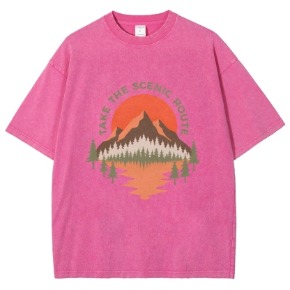 Washed T-Shirt | Unisex Fit Landscape Graphic Tee | TIDESENCE