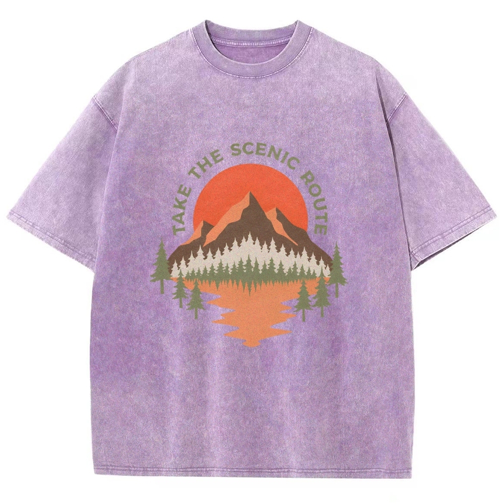 Washed T-Shirt | Unisex Fit Landscape Graphic Tee | TIDESENCE