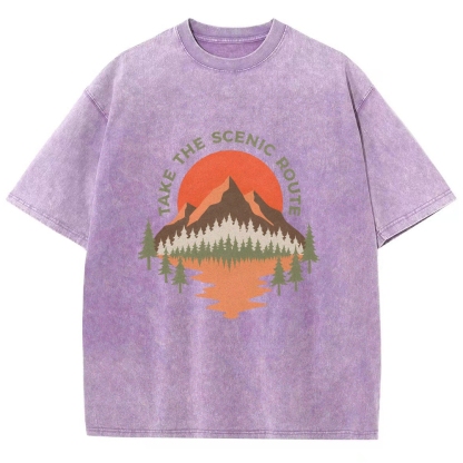 Washed T-Shirt | Unisex Fit Landscape Graphic Tee | TIDESENCE