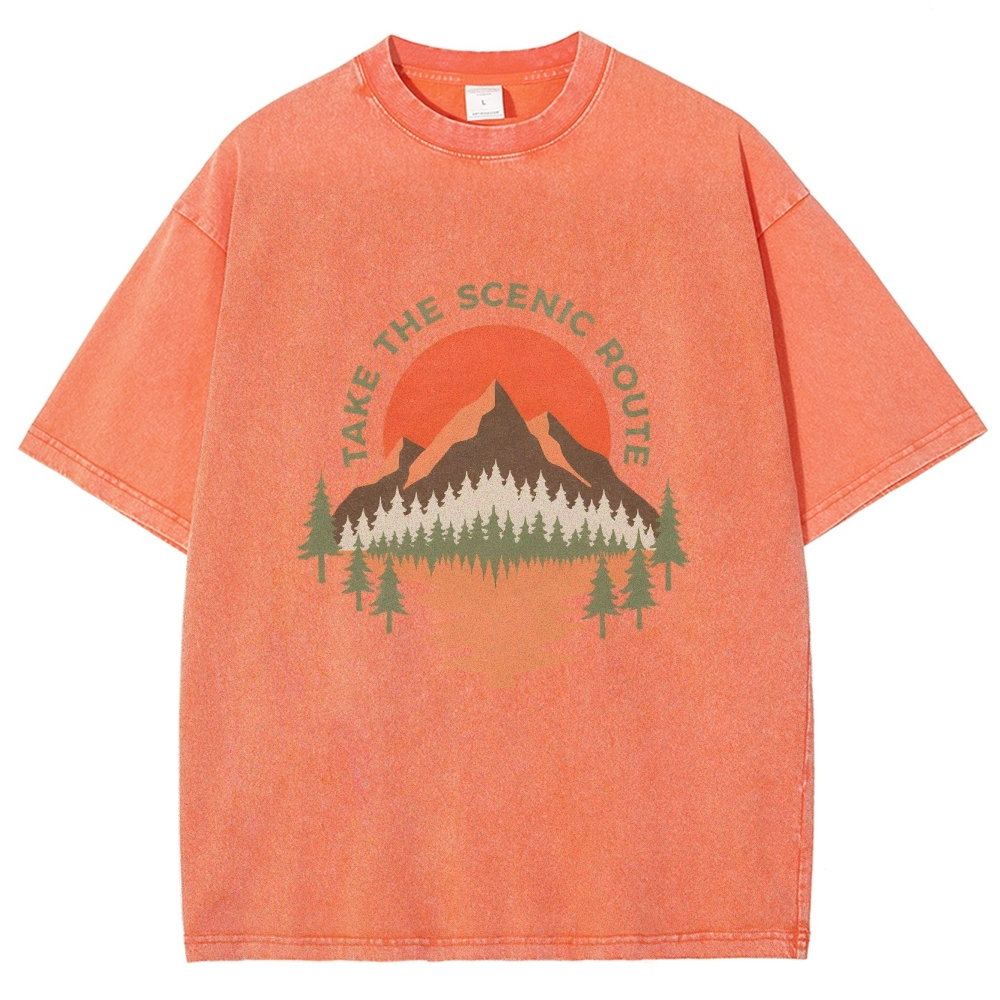Washed T-Shirt | Unisex Fit Landscape Graphic Tee | TIDESENCE