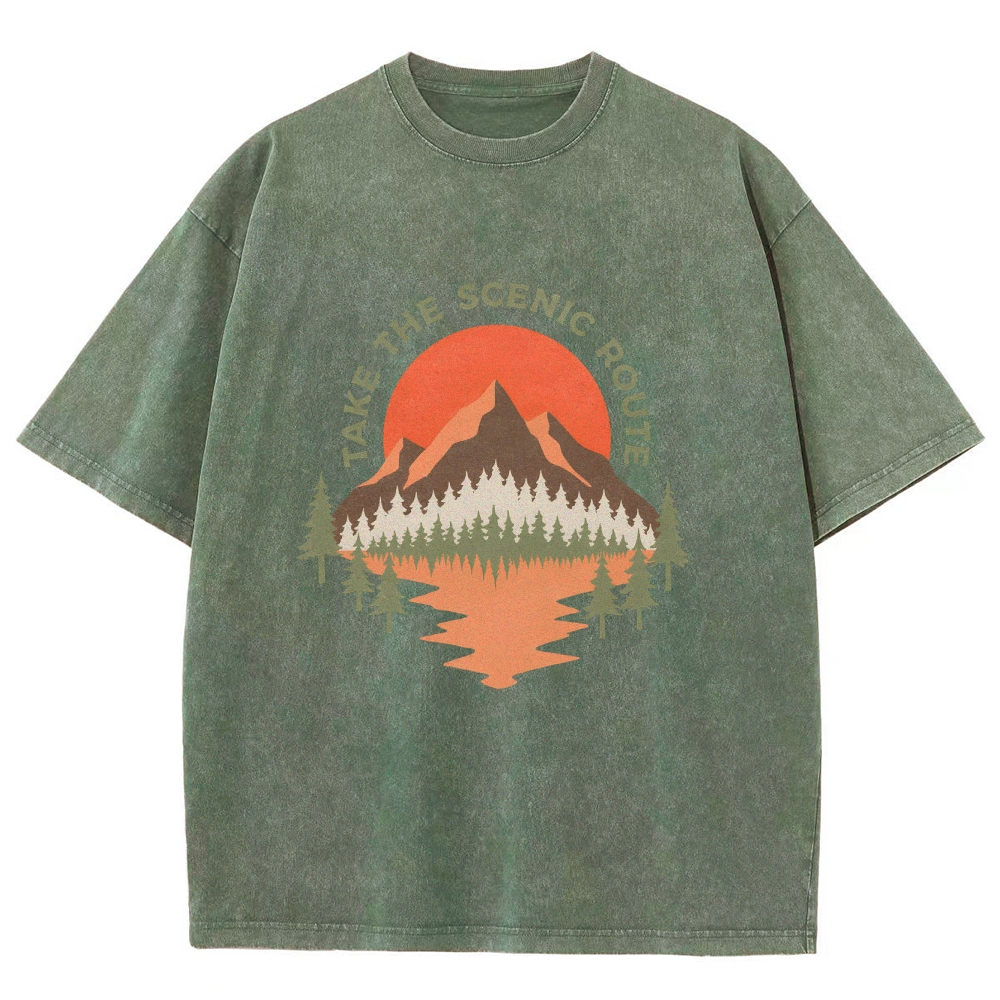 Washed T-Shirt | Unisex Fit Landscape Graphic Tee | TIDESENCE