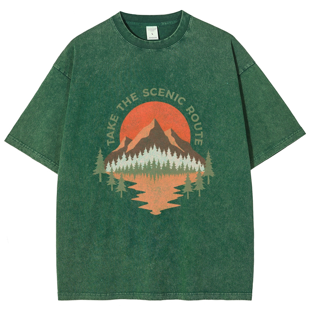 Washed T-Shirt | Unisex Fit Landscape Graphic Tee | TIDESENCE