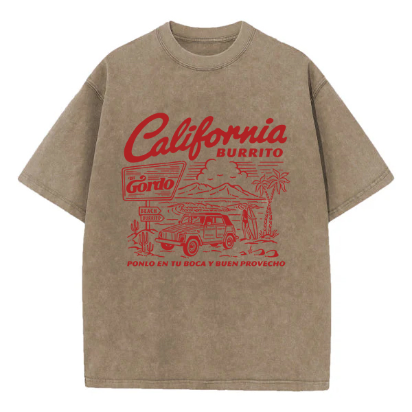Washed T-Shirt | California Burrito Unisex Fit Washed TEE