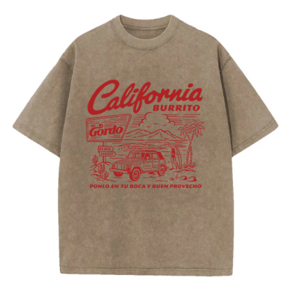 Washed T-Shirt | California Burrito Unisex Fit Washed TEE
