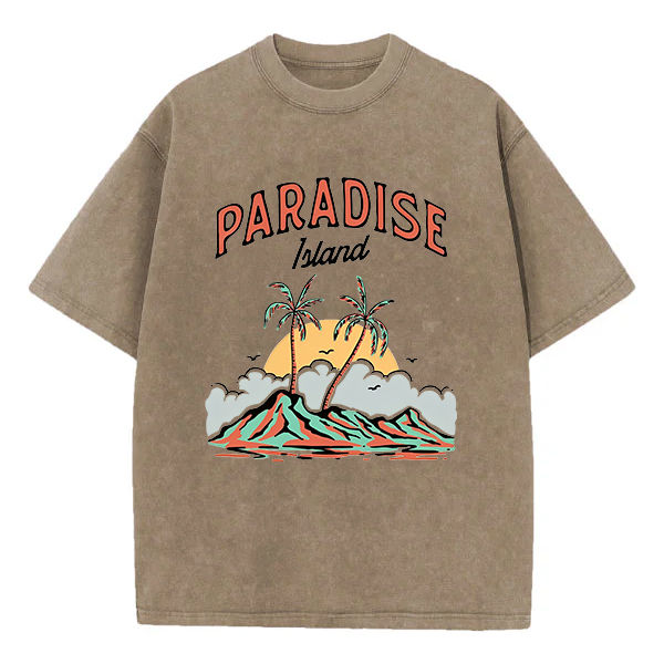 Washed T-Shirt | Paradise Island  Unisex Fit Washed TEE