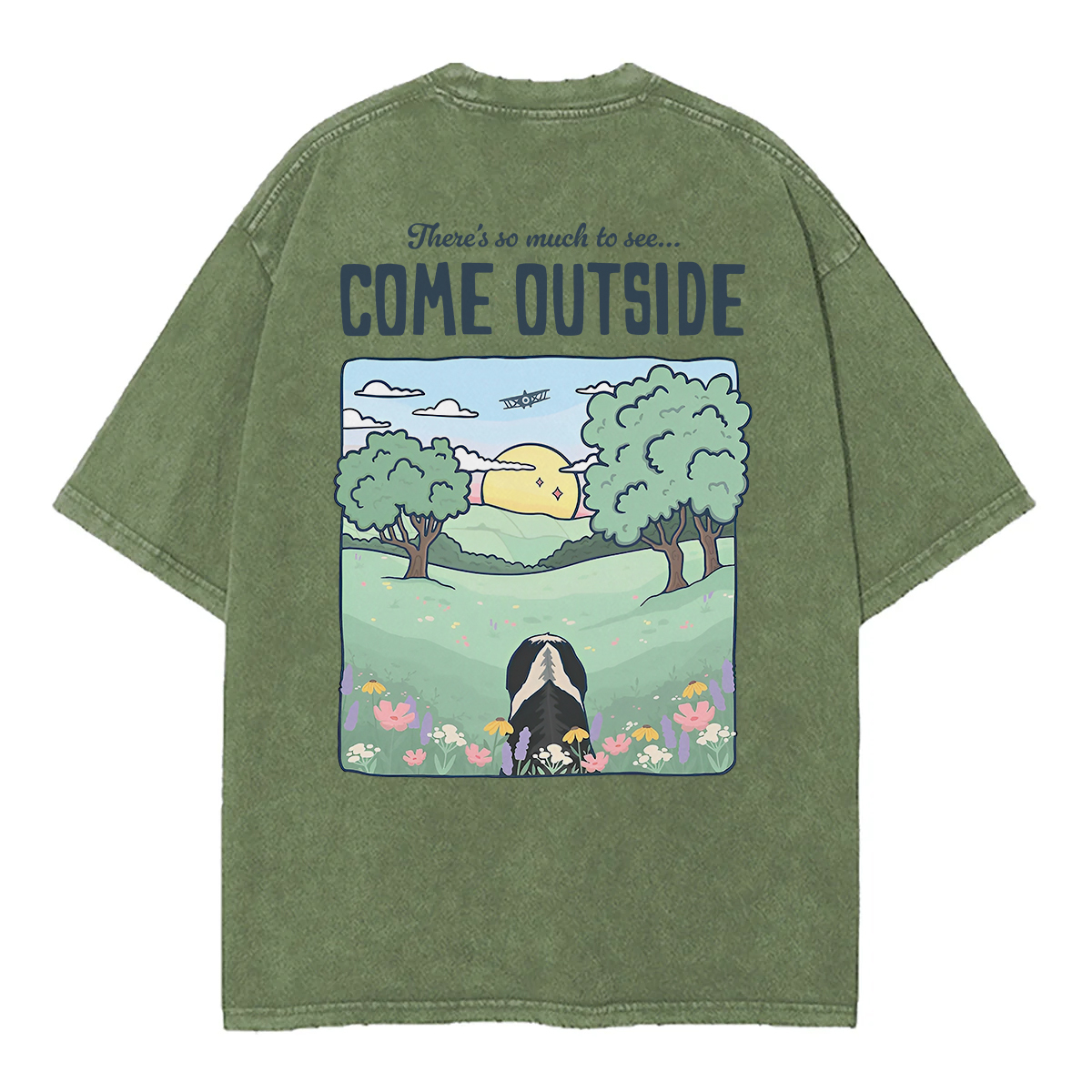 Washed T-Shirt | Come Outside Unisex Fit Washed TEE (Back Side)