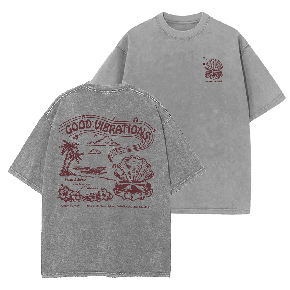 Washed T-Shirt | Good Vibrations Unisex Fit Washed TEE (Double-Sided)