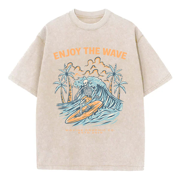Washed T-Shirt | Enjoy The Wave Unisex Fit Washed TEE