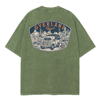 Overland Awaits Unisex Washed T-Shirt  (Back Sided)